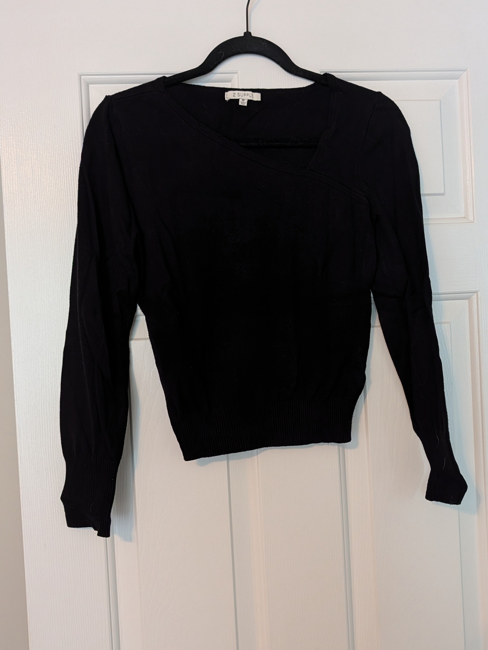 Z Supply Black Women's Knit Sweater - Asymmetric Neckline